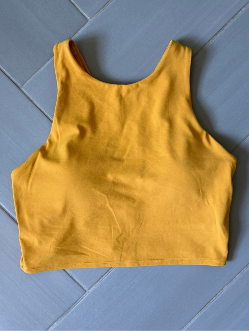 Athleta Mustard Yellow High-Neck Crop Top